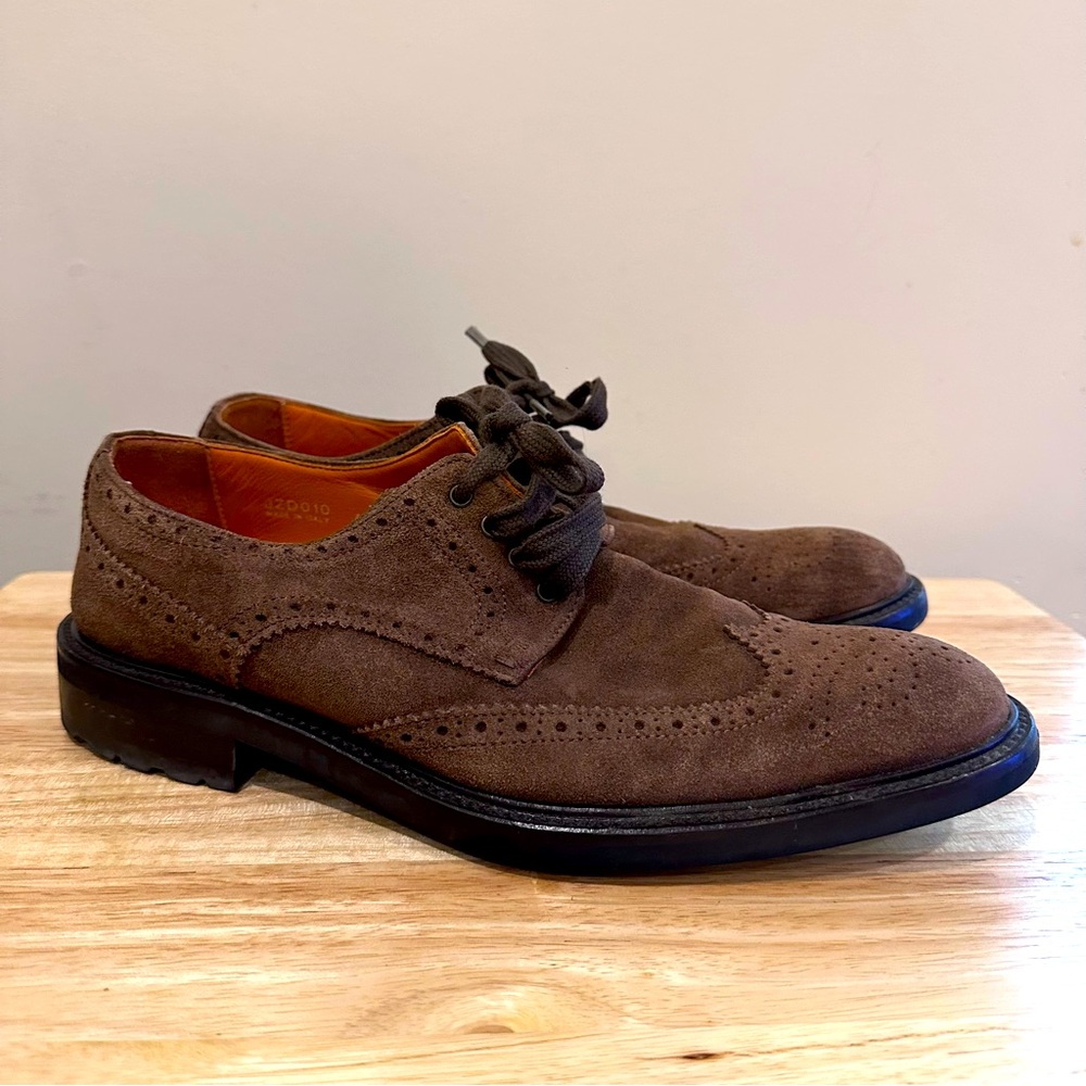 EUC Faconnable Made In Italy Wingtip Brown Suede Oxford Shoes Size 8